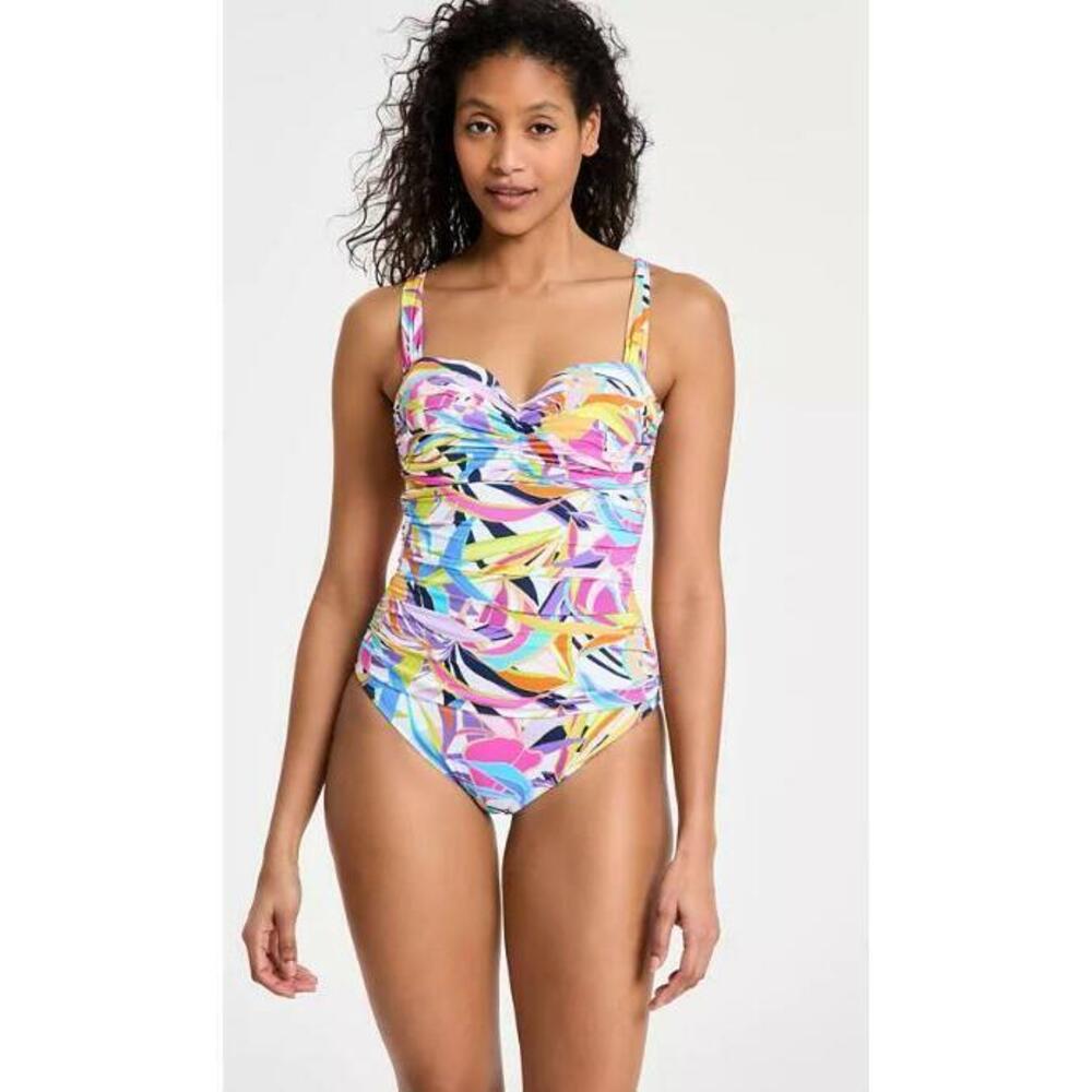 Bleu by Rod Beattie Women's Multicolor Ruched One-Piece Swimsuit 12